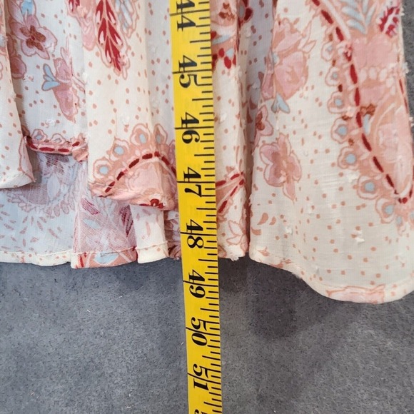 Torrid Swiss Linen Surplice Midi Dress 2X Cream Soft Pink Floral Faux Wrap Lined - Picture 13 of 15